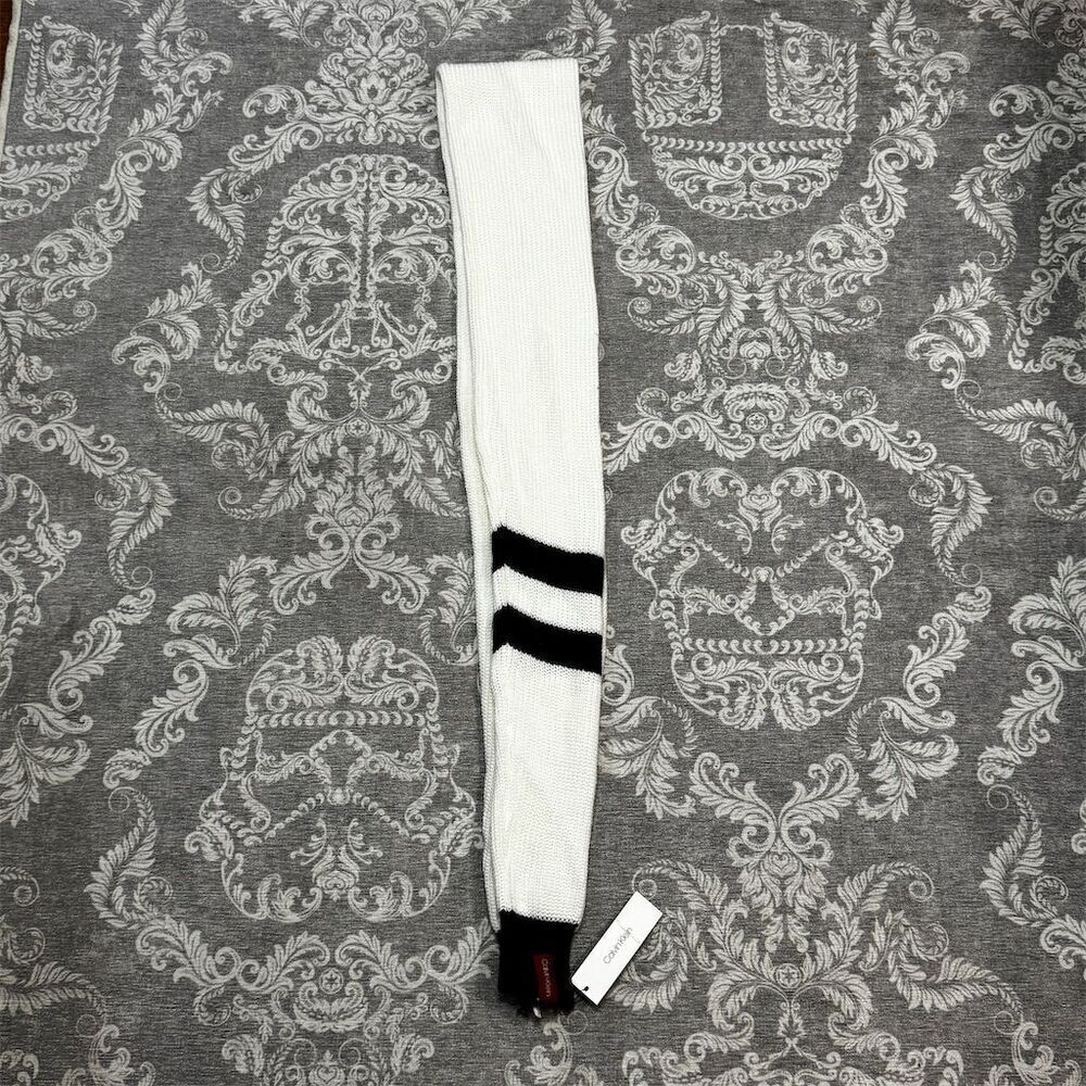 Calvin Klein Unisex Black Striped Scarf One Size